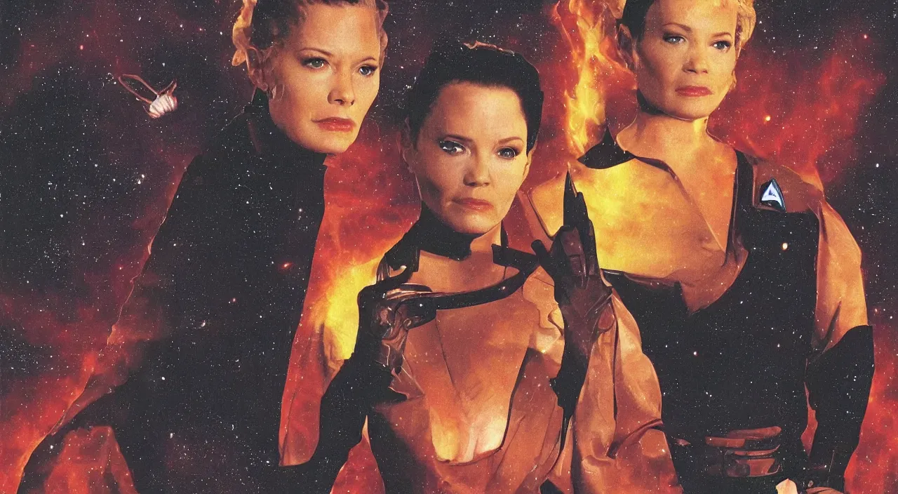 Prompt: Kim from Star Trek Voyager in Hell