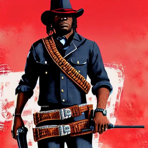 Image similar to Rapper Chief Keef In red dead redemption 2 digital art 4K quality super realistic