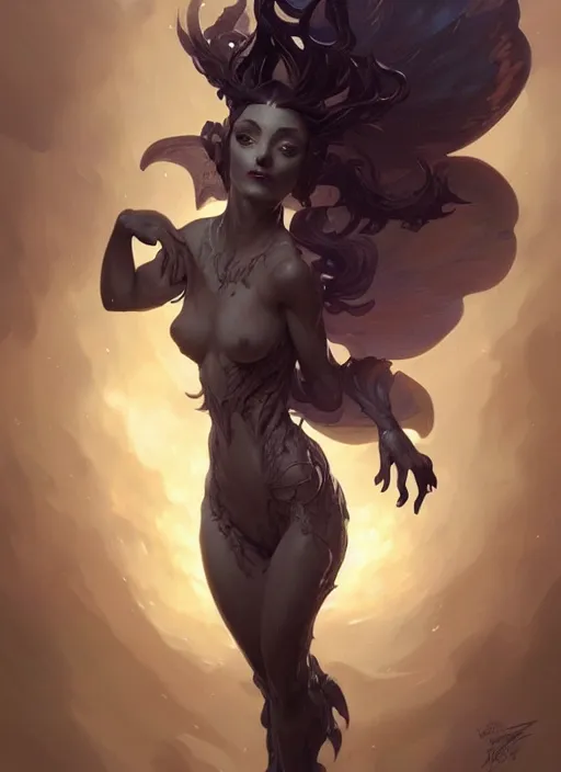 Image similar to a cute shadow elemental, with fingers, fantasy, intricate, elegant, highly detailed, digital painting, artstation, concept art, wallpaper, smooth, sharp focus, illustration, art by artgerm and greg rutkowski and alphonse mucha