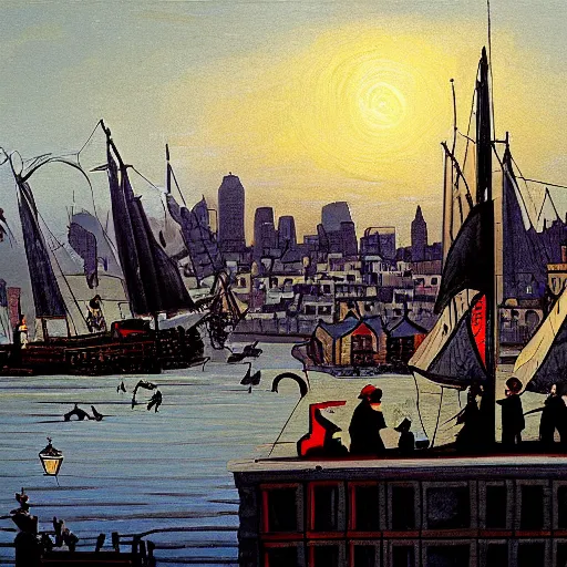 Prompt: painting of boston by michel delacroix