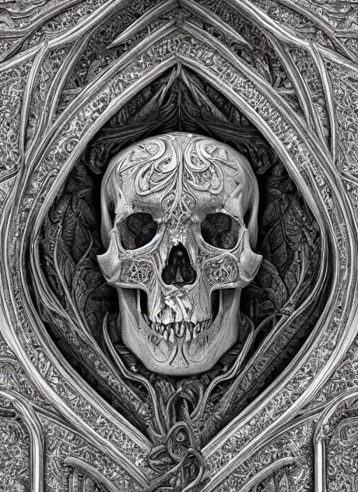 Image similar to hyper realistic photography depth map of intricate renaissance skull ornament relief leaves, cinematic, symmetric detailed, artstation, cgsociety