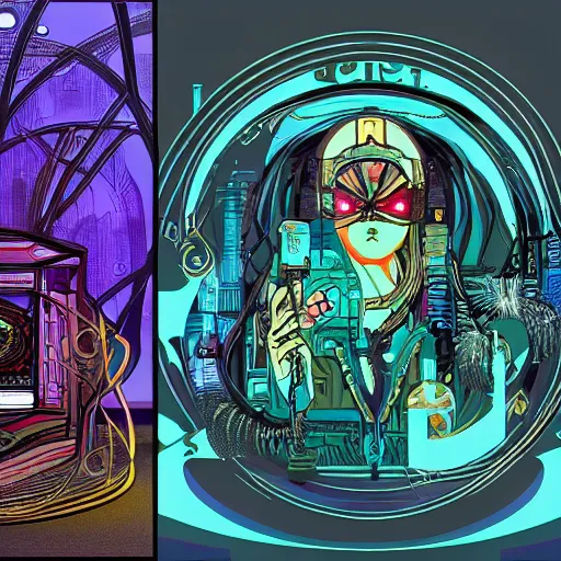 Prompt: cyberpunk art nouveau