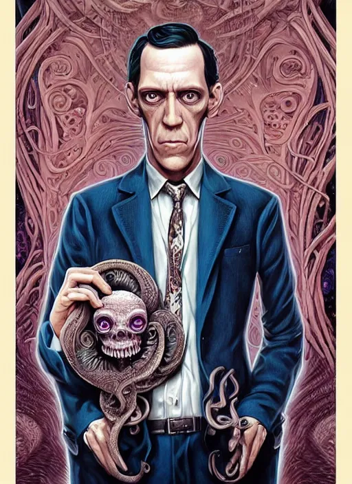 Image similar to lovecraft lovecraftian portrait of hugh laurie, pixar style, by tristan eaton stanley artgerm and tom bagshaw.