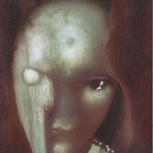 Image similar to female marthian by Beksinski