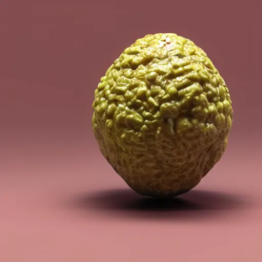 Image similar to 3 d render of 2 walnuts with eyes glaring at someone sitting down