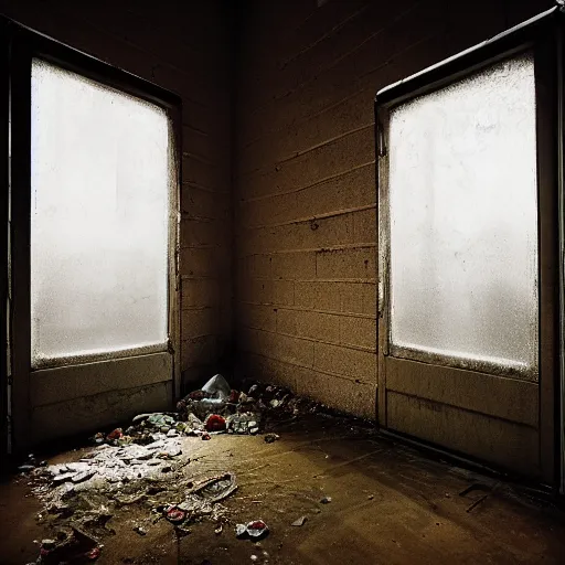 Image similar to photo of an dumpster throught the dirty window, photo by Pieter Hugo.