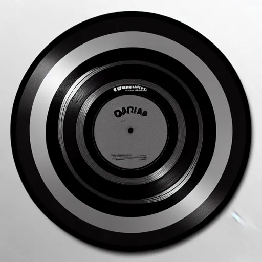 Image similar to an ortographic view photograph of a black framed vinyl record