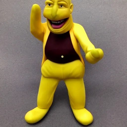 Prompt: patrick stewart in a banana costume as a figurine