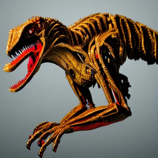 Image similar to photo of a cybertronic velociraptor, LEDs, high detail, sharp, studio, digital art