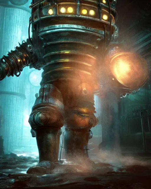 Image similar to the most amazing dream you ever had about bioshock, hyper realistic, ambient lighting, concept art, intricate, hyper detailed, smooth, volumetric lighting, octane