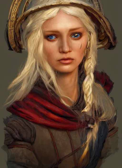 Image similar to blonde peasant woman, fantasy, medieval, vivid colors, fantasy, elegant, concept art, sharp focus, beautiful face!!, digital art, hyper - realistic, 4 k, unreal engine, highly detailed, hd, dramatic lighting by brom, trending on artstation