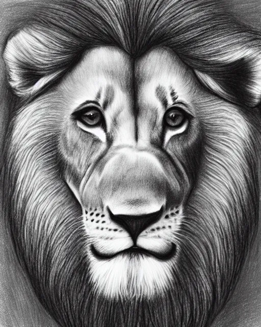 Image similar to pencil drawing of a lion wearing a hoodie