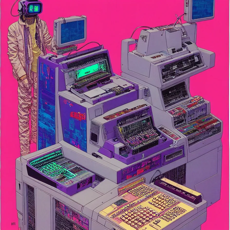 Prompt: ( ( ( ( cyberpunk cash register ) ) ) ) by mœbius!!!!!!!!!!!!!!!!!!!!!!!!!!!, overdetailed art, colorful, artistic record jacket design