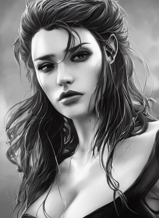 Image similar to up close portrait of a beautiful woman in black and white, art by diego fazio and diegoKoi and oscar Ukono, concept art, sharp focus, artgerm, 8k highly detailed