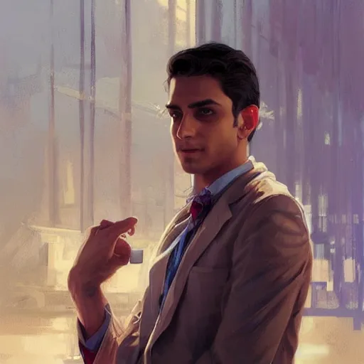 Image similar to Anxious good looking pale young Indian doctors wearing American clothes at the airport, portrait, elegant, intricate, digital painting, artstation, concept art, smooth, sharp focus, illustration, art by artgerm and greg rutkowski and alphonse mucha