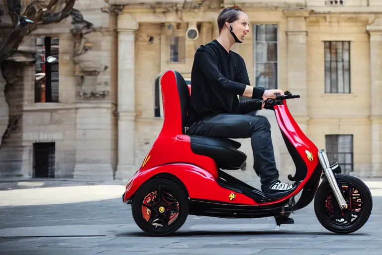 Image similar to a mobility scooter designed by ferrari