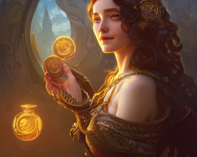 Image similar to photography of deirdre sullivan - beeman, deep focus, d & d, fantasy, intricate, elegant, highly detailed, digital painting, artstation, concept art, matte, sharp focus, illustration, hearthstone, art by artgerm and greg rutkowski and alphonse mucha