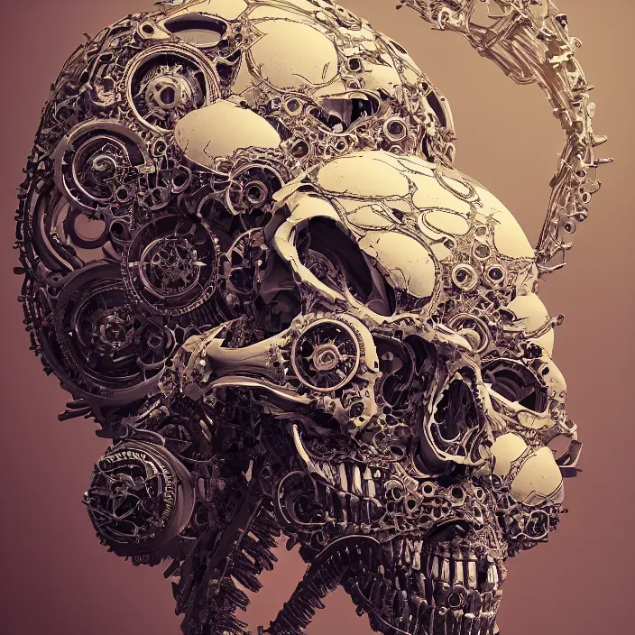 Image similar to portrait of a biomechanical skull. intricate abstract. intricate artwork. nightmare fuel. by Tooth Wu, wlop, beeple, dan mumford. octane render, trending on artstation, greg rutkowski very coherent symmetrical artwork. cinematic, hyper realism, high detail, octane render, 8k, iridescent accents