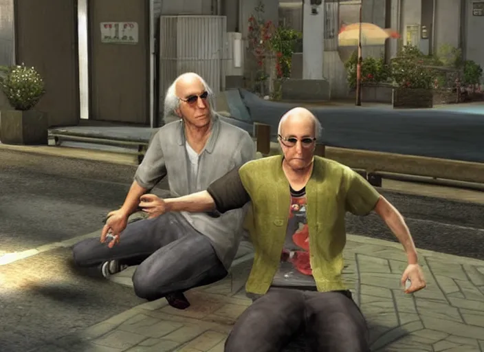 Prompt: video game still of larry david in the video game sleeping dogs,