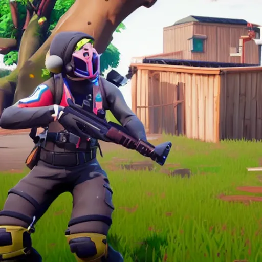Prompt: in - game screenshot of chris - chan in the video game fortnite