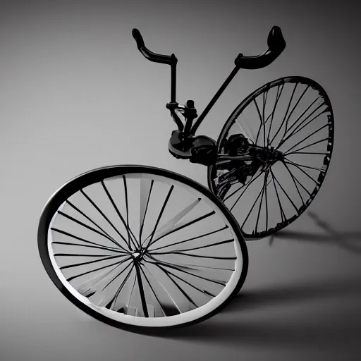 Prompt: parts of a bicycle scattered on a table, black and white, trending on artstation, hd