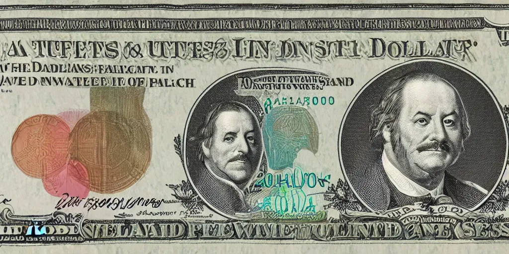 Image similar to an intricately detailed new dollar bill design containing a portrait of Bob Belcher