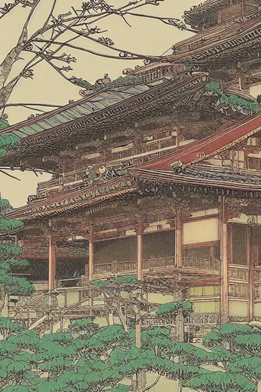 Image similar to beautiful intricate anime illustration of a rural japanese home, hyperdetailed, proportion, by moebius, masamune shirow and katsuhiro otomo