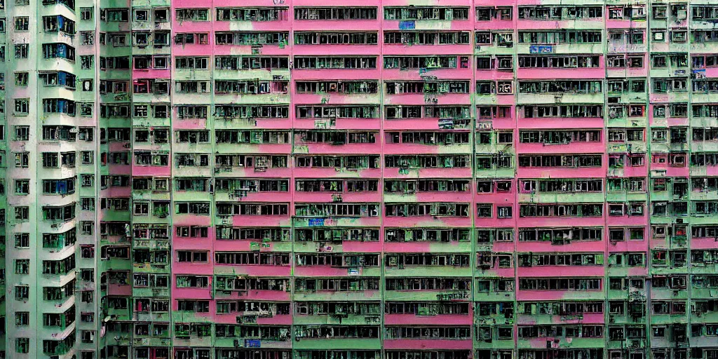 Image similar to a beautiful realistic image from old apartment buildings in hong kong, by zeng fanzhi