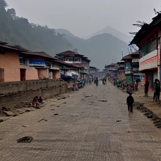 Image similar to nepal, gloomy, dystopian