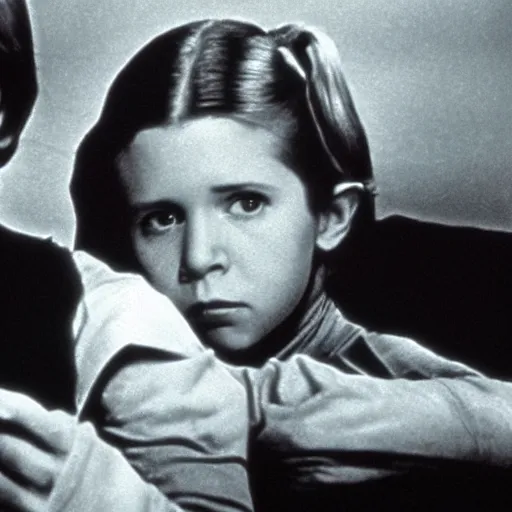 Image similar to film still of carrie fisher and mark hamill as children in new star wars movie, dramatic lighting, highly detailed face, kodak film, wide angle shot,