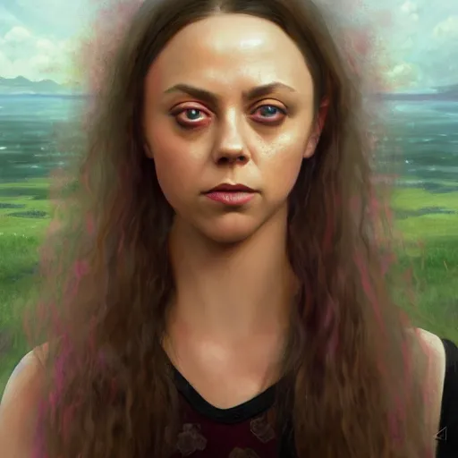 Image similar to black snake moan, breakfast club, pink petals with a a bored aubrey plaza and christina ricci mixed with mona lisa, intricate, elegant, highly detailed, wonderful eyes, sweet, digital painting, artstation, concept art, smooth, sharp focus, illustration, art by artgerm and greg rutkowski and concept art, rectilinear vaporwave