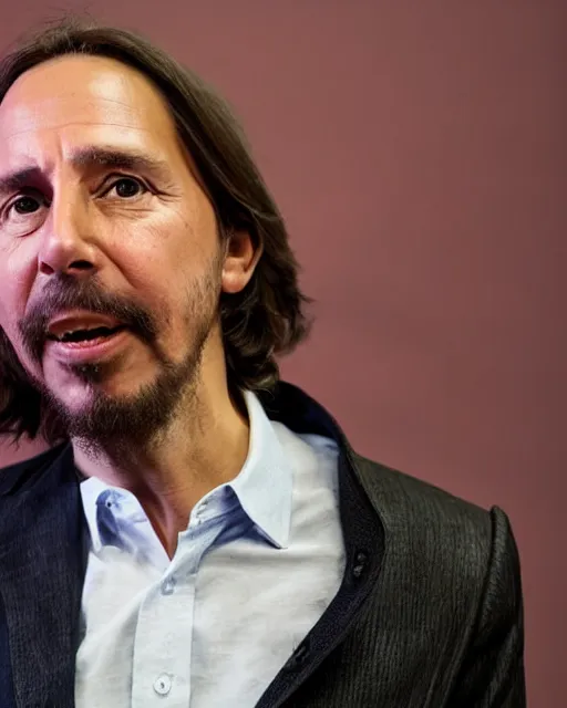 Image similar to pablo iglesias as a muppet. highly detailed felt. hyper real photo. 4 k.