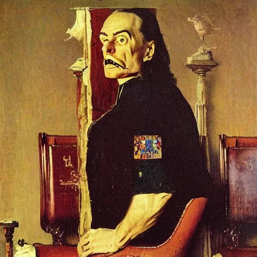 Prompt: A portrait of Vlad III as painted by norman rockwell