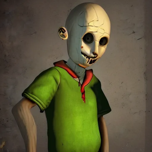 Image similar to baldi's basics in dead by daylight, character render, promotional reveal