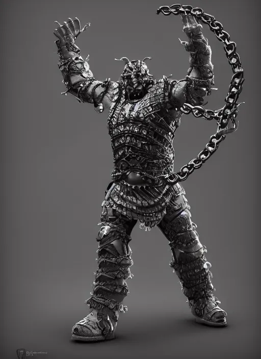 Image similar to а fantasy Proto-Slavic mythology, zombie in chain mail armor inspired blizzard games, full body, detailed and realistic, 4k, trending on artstation, octane render