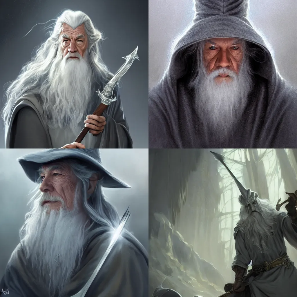 Prompt: Gandalf the grey wearing a tinfoil hat to protect against the FBI, government conspiracy, fantasy, intricate, elegant, highly detailed, digital painting, artstation, concept art, matte, sharp focus, illustration, hearthstone, art by Artgerm and Greg Rutkowski and Alphonse Mucha