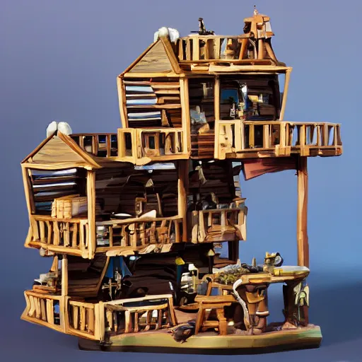 Prompt: sea of thieves architecture miniatures