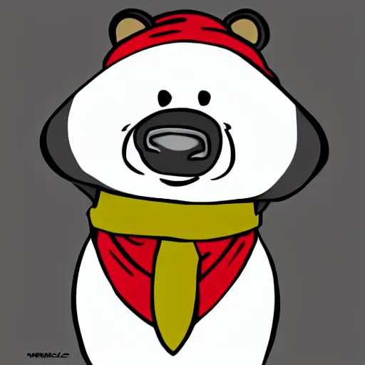 Image similar to badger wearing a scarf, cartoon style