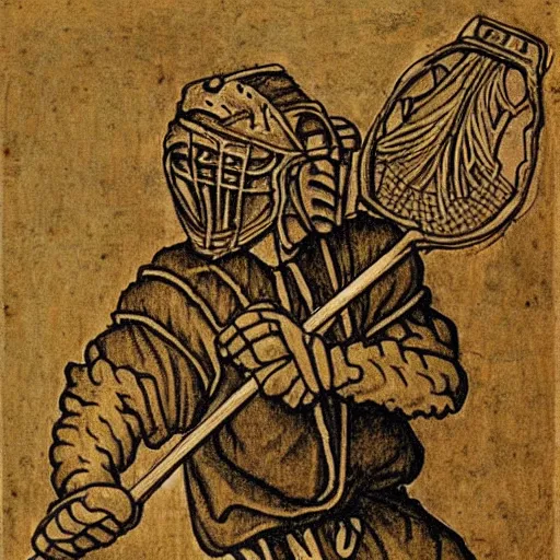 Image similar to lacrosse player, highly detailed, 8k, intricate, Albrecht Durer style