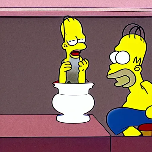 Image similar to disturbing claymation of homer simpson drinking a gallon of milk