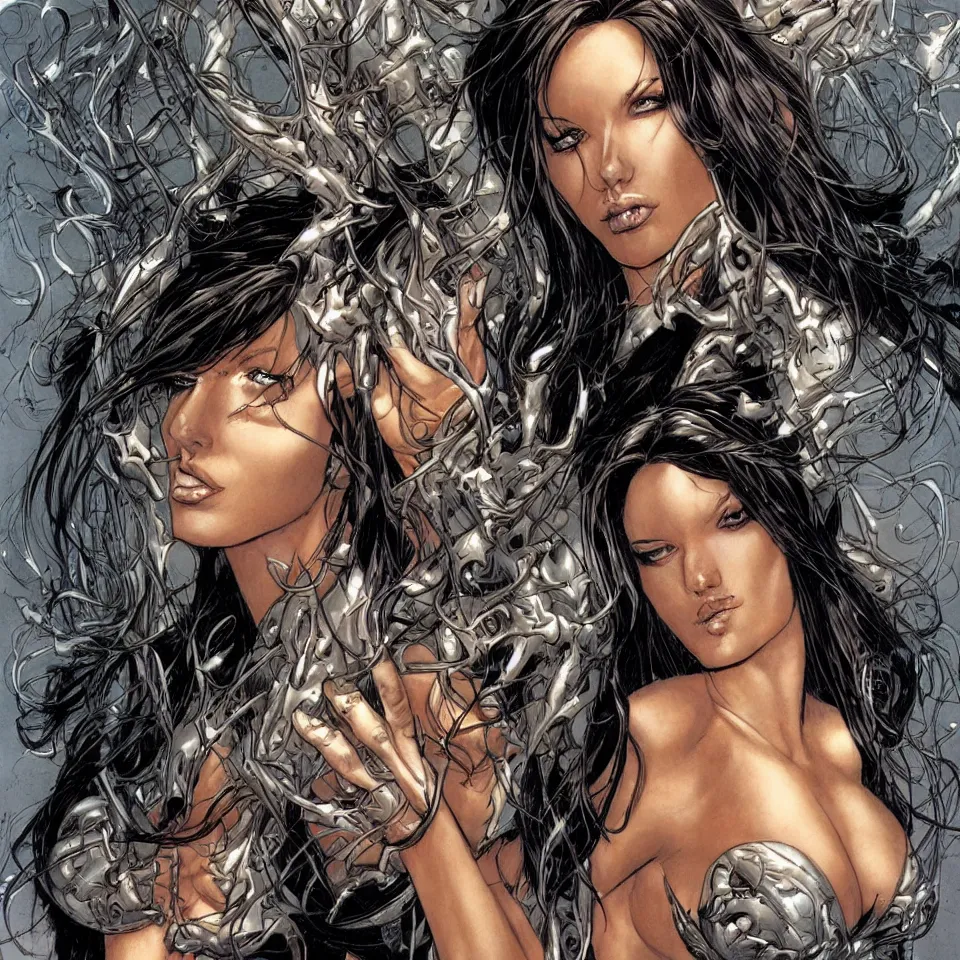 Prompt: a beautiful portrait of Witchblade, Travis Charest style
