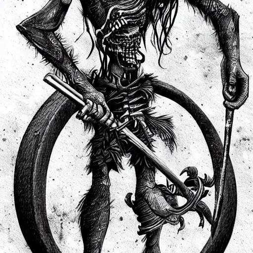 Image similar to grunge cartoon sketch of a human mixed with a scythe by - michael karcz, loony toons style, horror theme, detailed, elegant, intricate