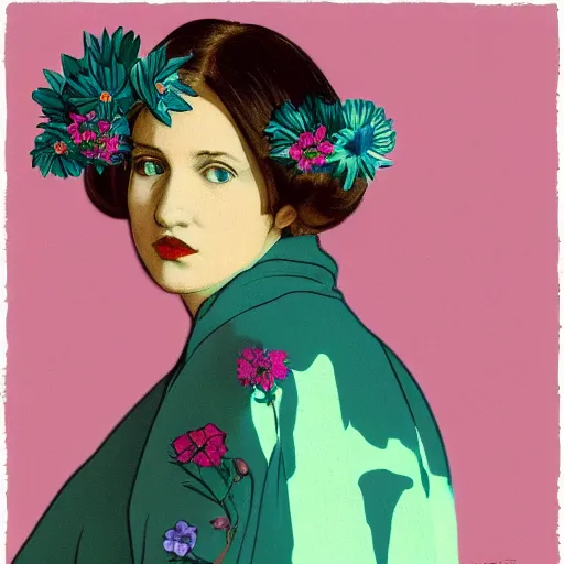 Image similar to a lot of flowers morphing in a beautiful girls face, film still by wes anderson, depicted by velazquez, limited color palette, very intricate, art nouveau, highly detailed, lights by hopper, soft pastel colors, minimalist