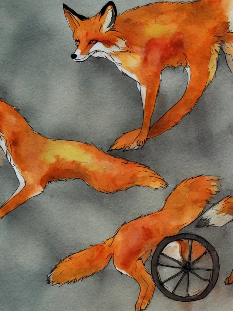 Prompt: autumn fox wheelbarrow watercolor by arti chauhan trending on artstation