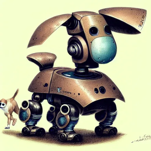 Image similar to cute robot dog, muted colors, by jean - baptiste monge