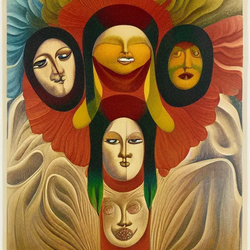 Image similar to floral face portrait by leonetto cappiello and wojciech siudmak and ernst fuchs, anni albers, oil on canvas