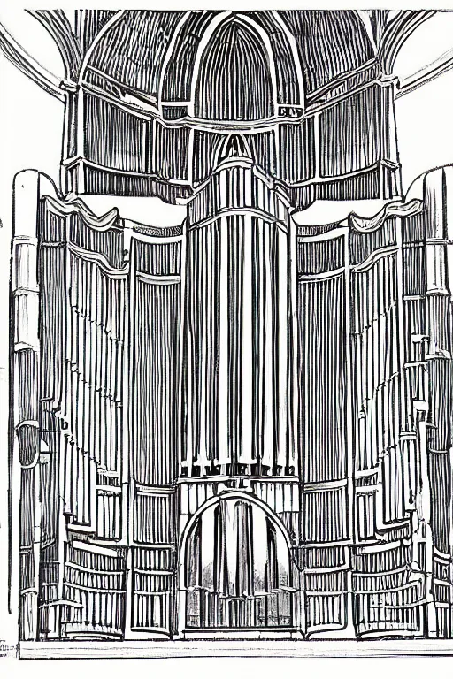 Image similar to pipe organ, by jack kirby