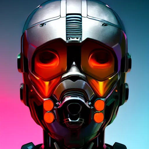 Prompt: hyper realistic portrait, scifi machine robot head saturated colors, cinematic, artstation