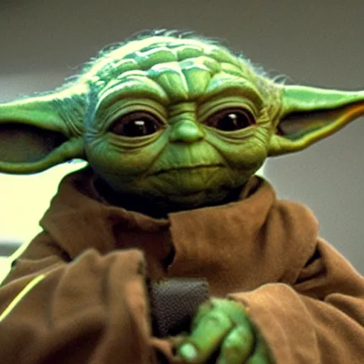 Image similar to yoda using computer