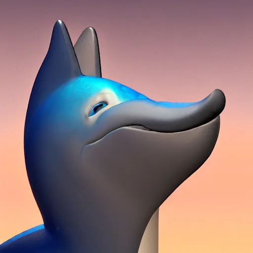 Image similar to a mechanical dolphin profile picture, commission on furaffinity, unreal engine